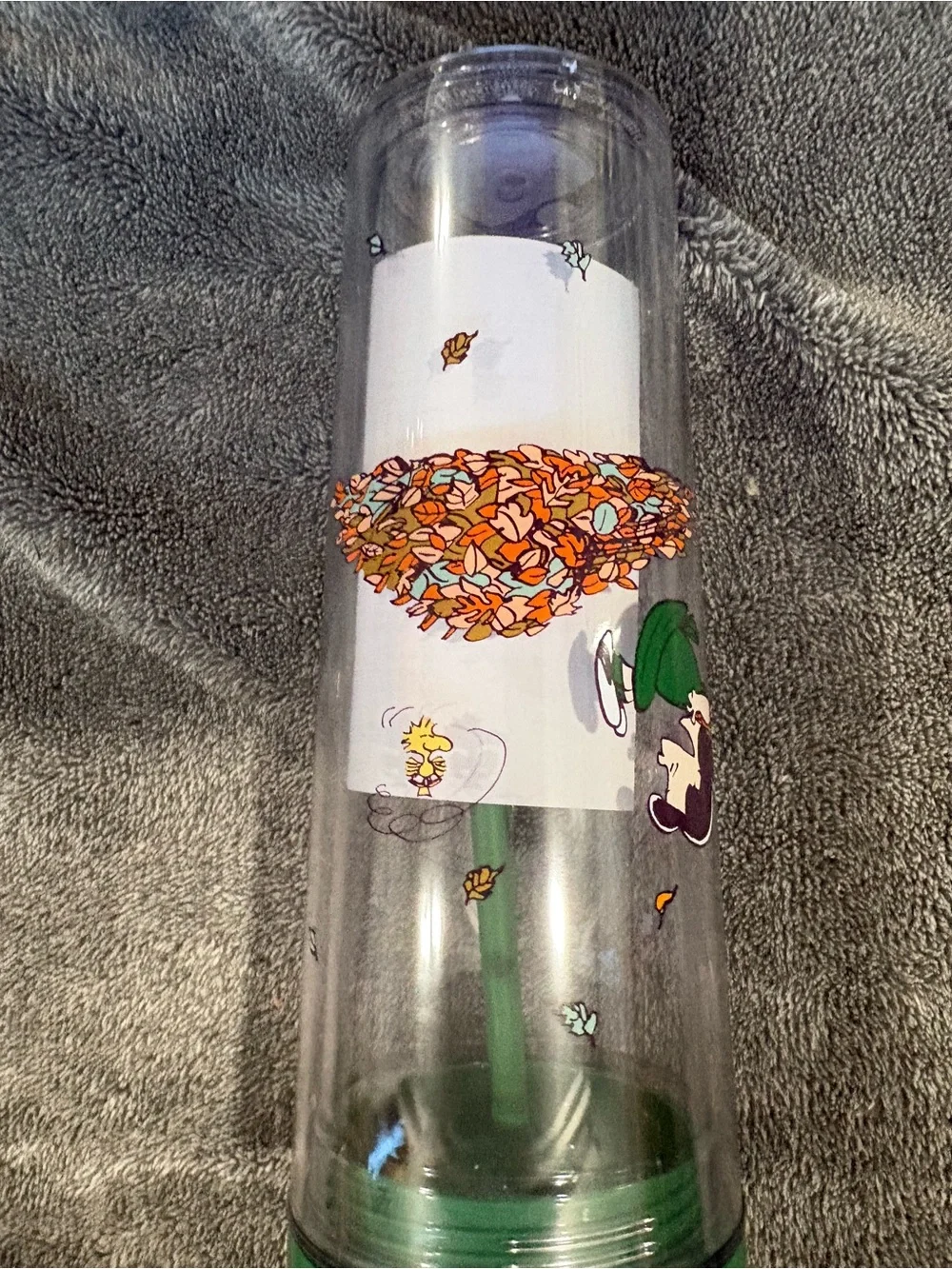 Starbucks Peanuts Green Fall Tumbler - Reusable Cup with Straw BNWT